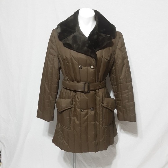 Vintage Mar Faye Quilted Puffer Belted Trench Coat Sz 16 Fits Small Winter Chic - Picture 5 of 13
